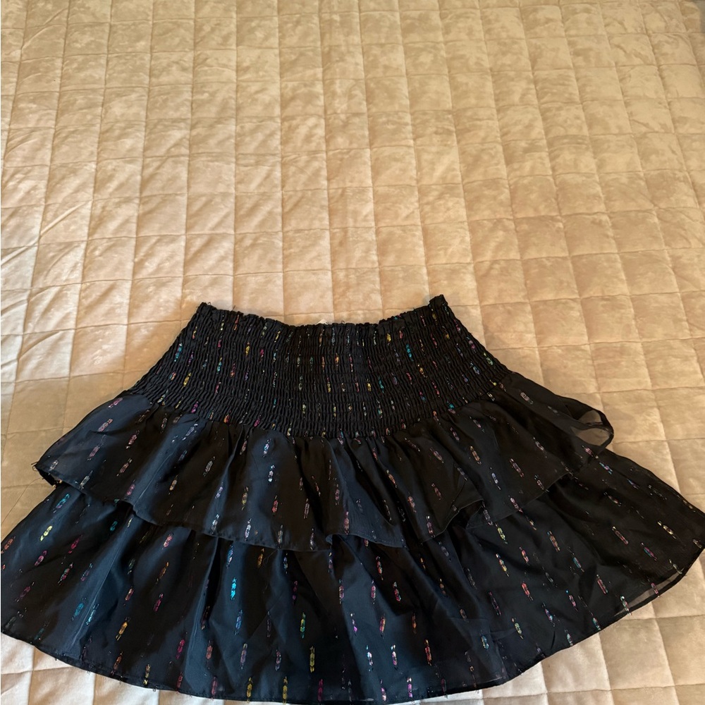 Amanda Uprichard Black Mini Skirt with Multicolor Details